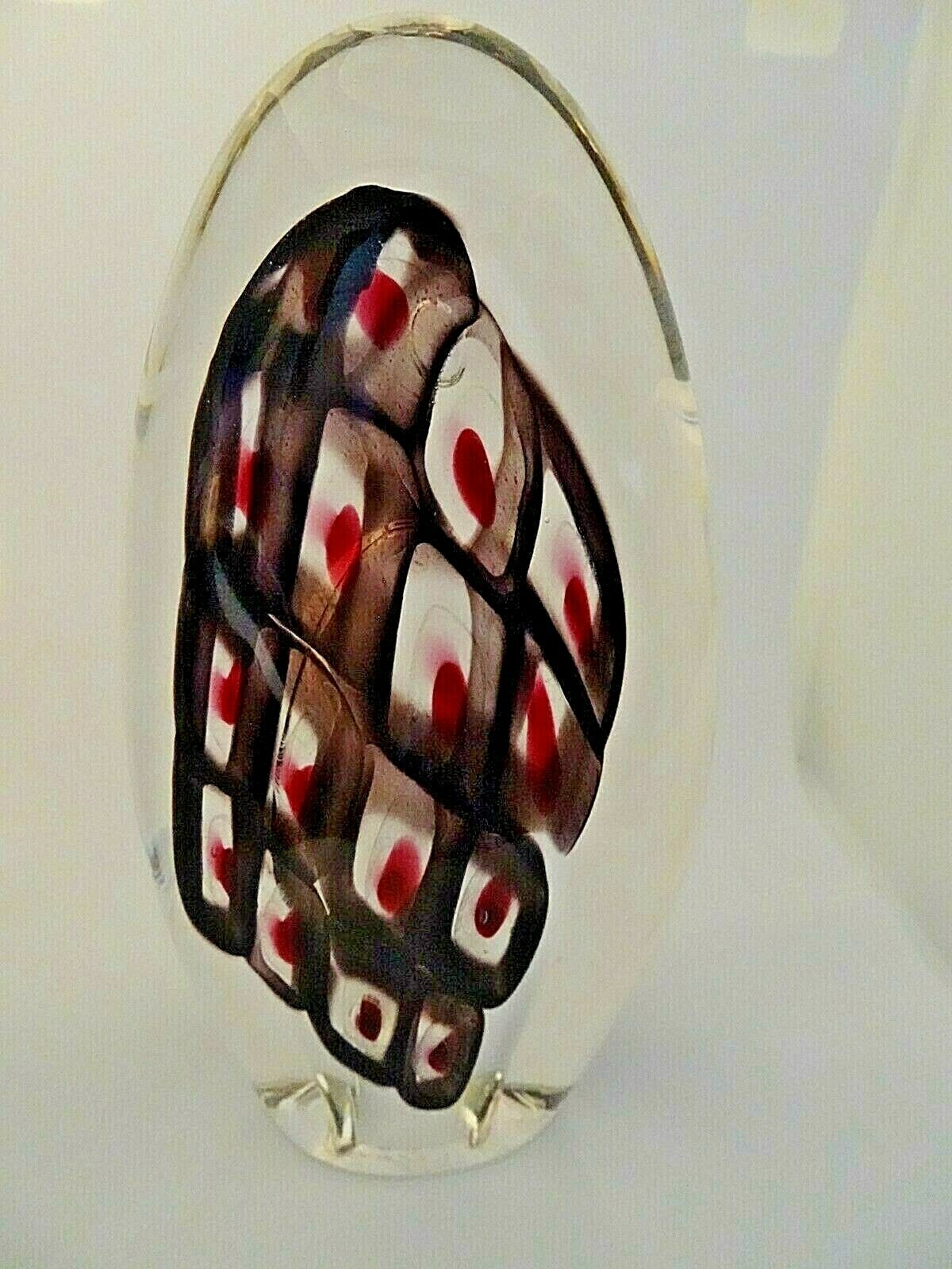 Signed Matthew Paskiet Firenation Toledo Art Glass Peacock Sculpture Paperweight