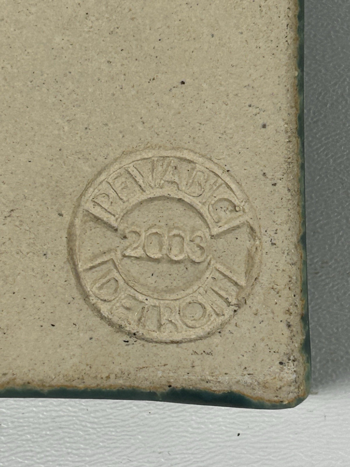 Pewabic 100 Years Tile 4″ American Corporate Council Assoc. 2003 Matte Green