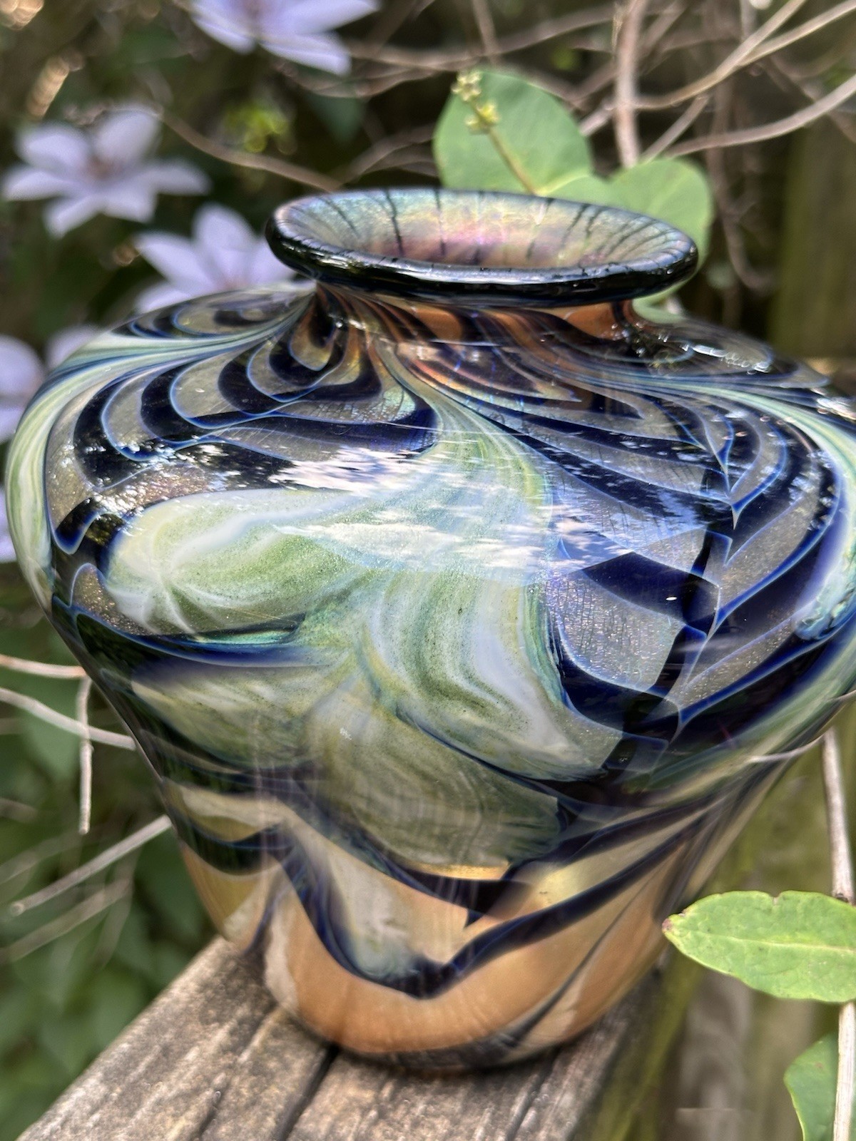 Daniel Lotton Art Glass Vase 1987 Signed