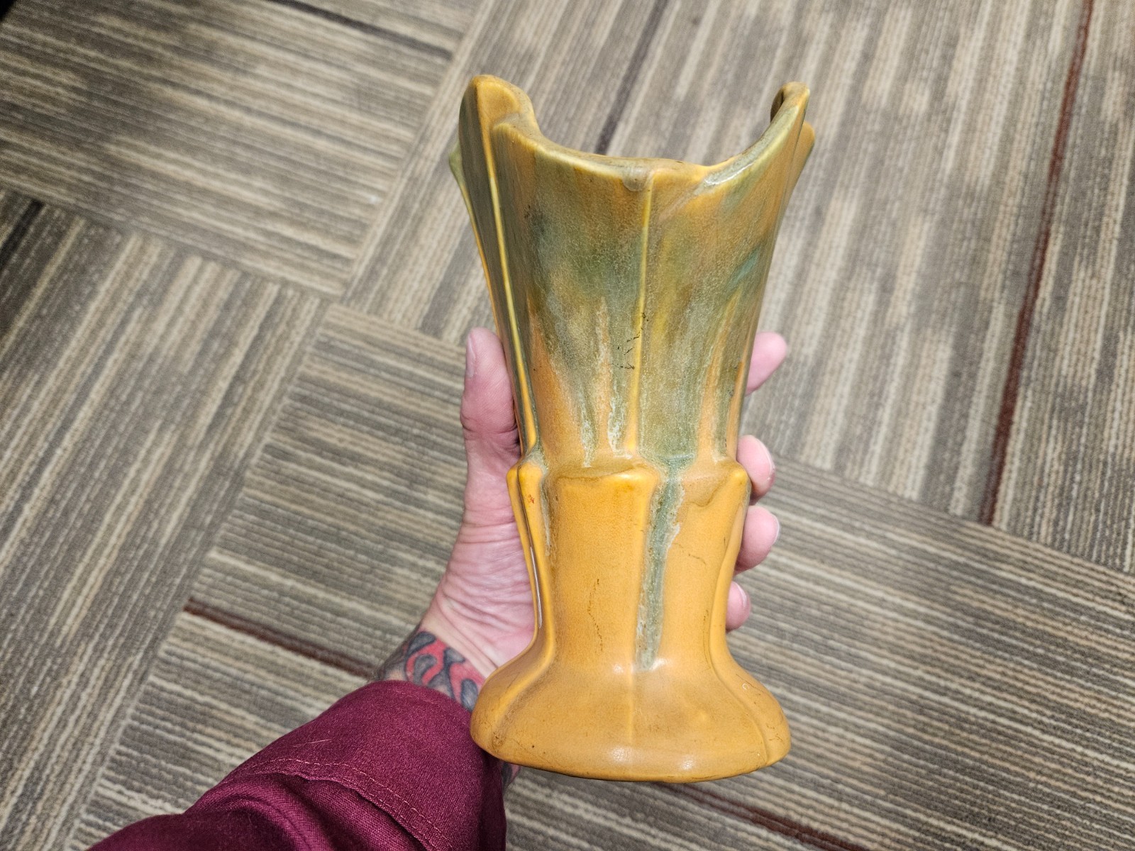 Spicy 13,000 CPM, Vintage Uranium Glazed Fan Vase, Comes with Radioactive Decals
