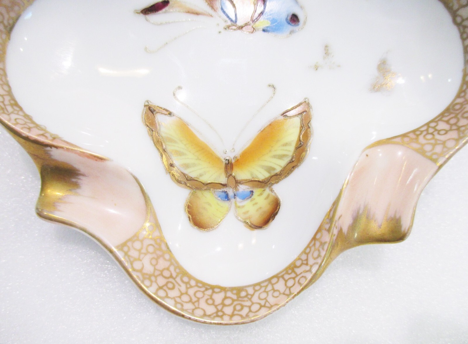 Square Ashtray Hand Painted Butterflies Gold Accents 5.5″ K-114 Trinket Dish