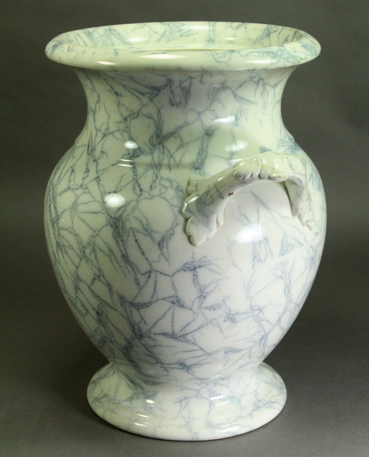 ^ Antique 1860’s ASHWORTH Bros. Hanley Marble-Glaze Pottery Handled Urn Vase 14″