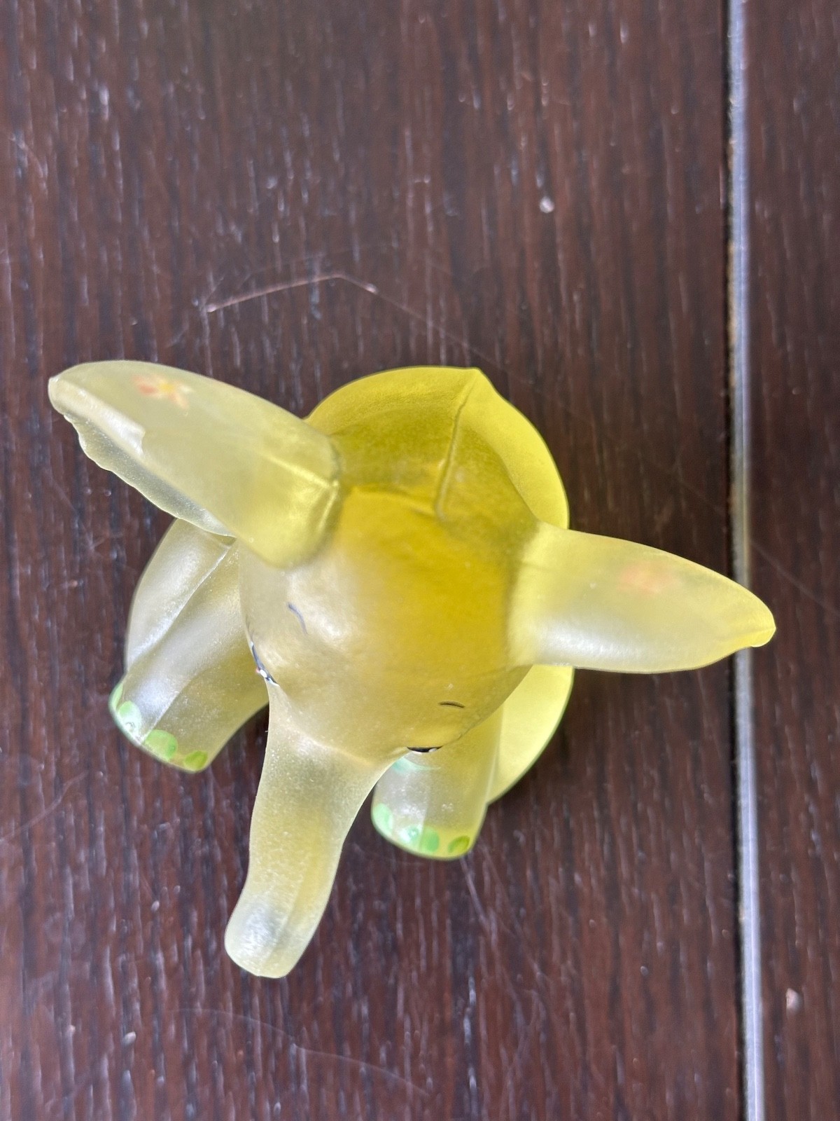 Vintage Fenton Yellow Glass Elephant Hand Painted & Signed