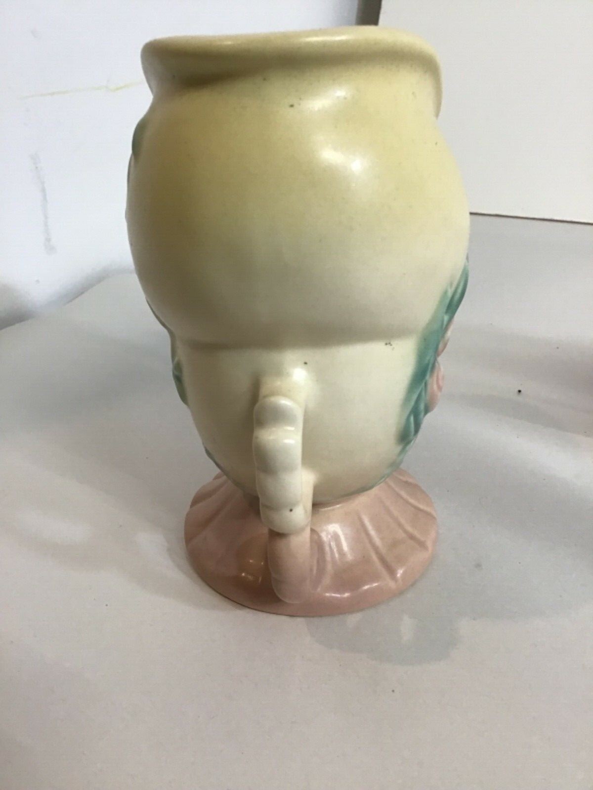 HULL Art Pottery Pink and Yellow Vase Matte Finish Quadruple Handle Vase