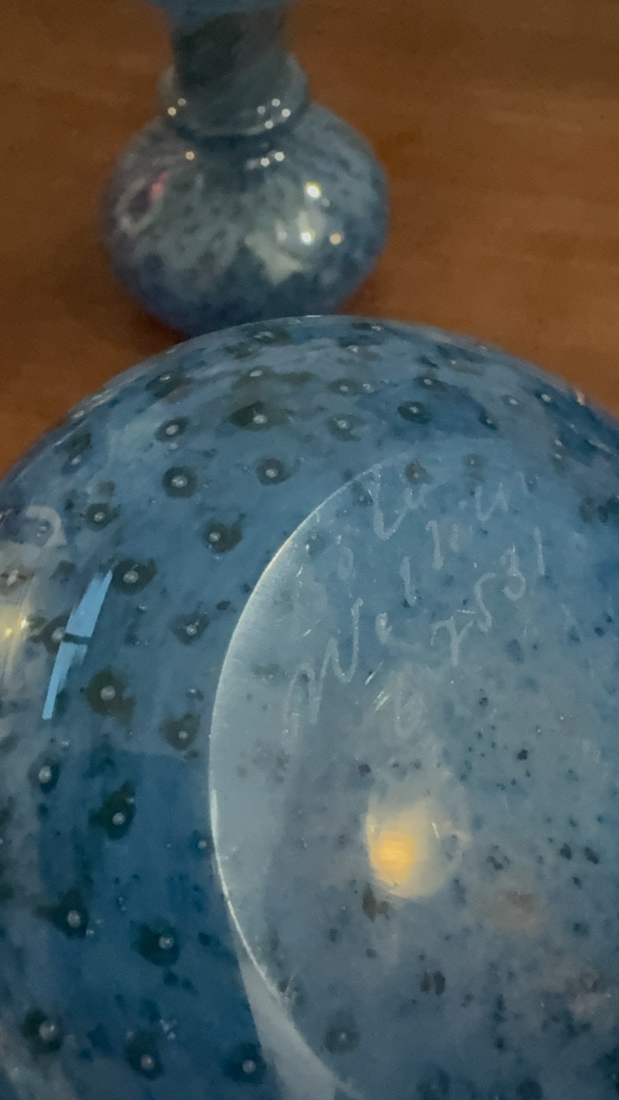 TWO Kosta Boda Bertil Vallien ? Candle Stick Holder Blue Blown Art Glass Signed