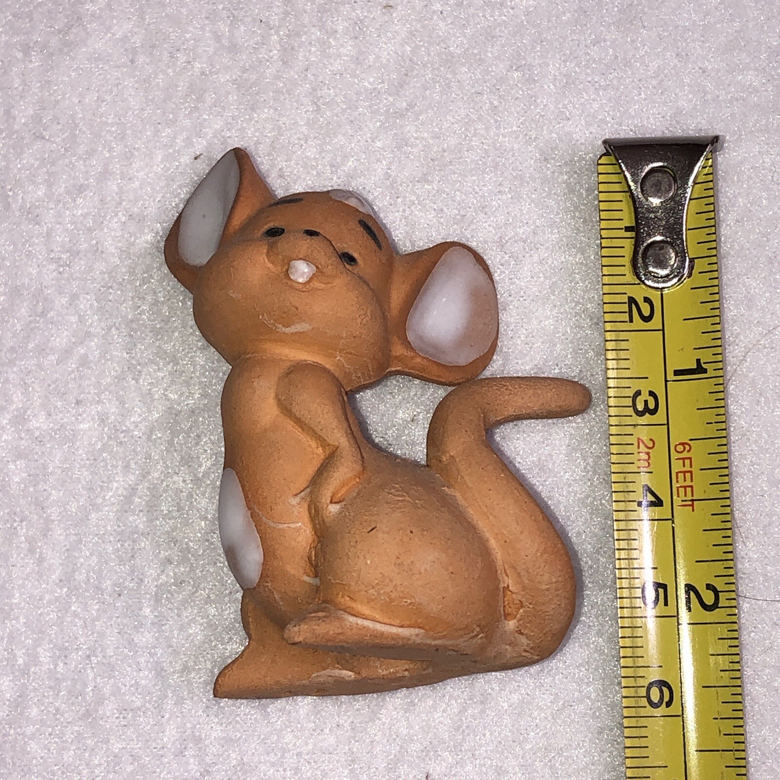 Terra Cotta Style Pottery Clay Mouse Figurine with Glazed Details Stamped “C”