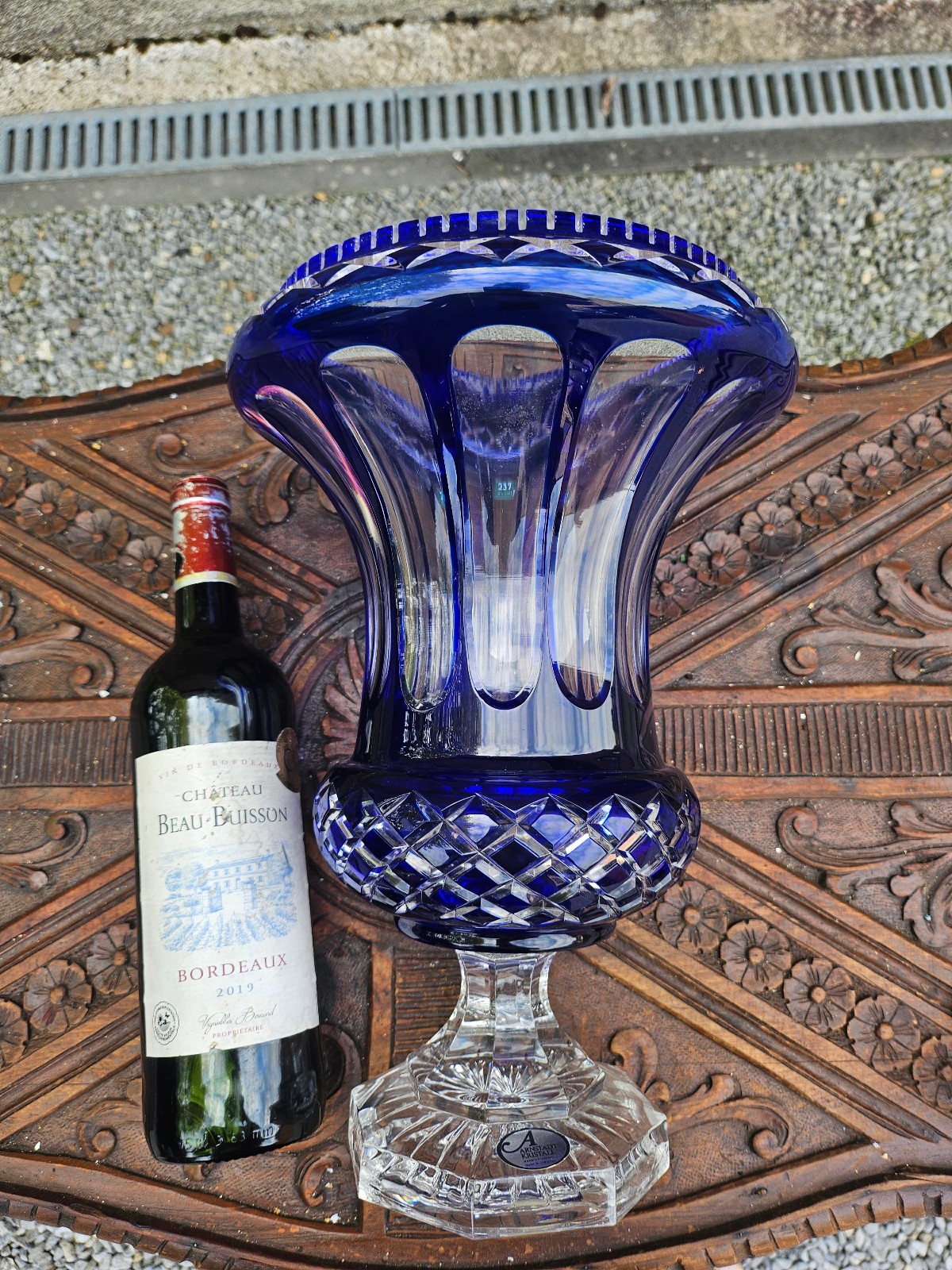 Vintage German Arnstadt cobalt crystal glass Vase