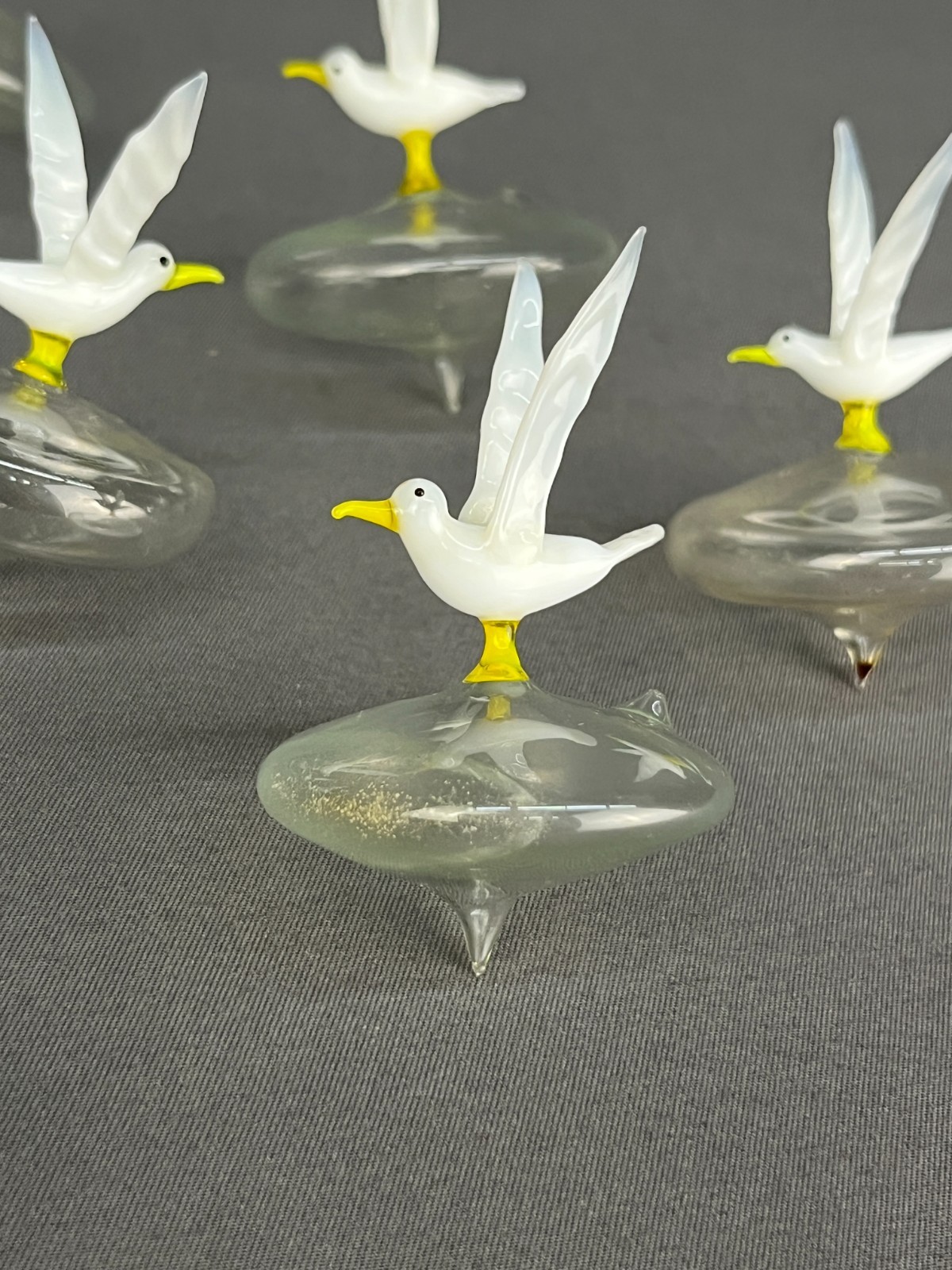 11 Mid Century Blown Glass Bird Seagull 2″ Floats Figurines