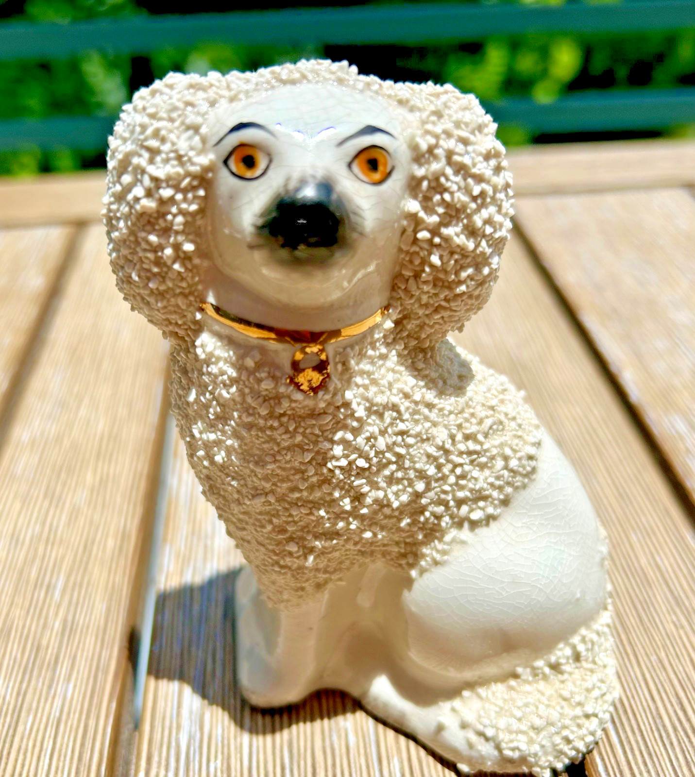 Antique Staffordshire Confetti Poodle Dog 4 5/8″ Tall Excellent Condition