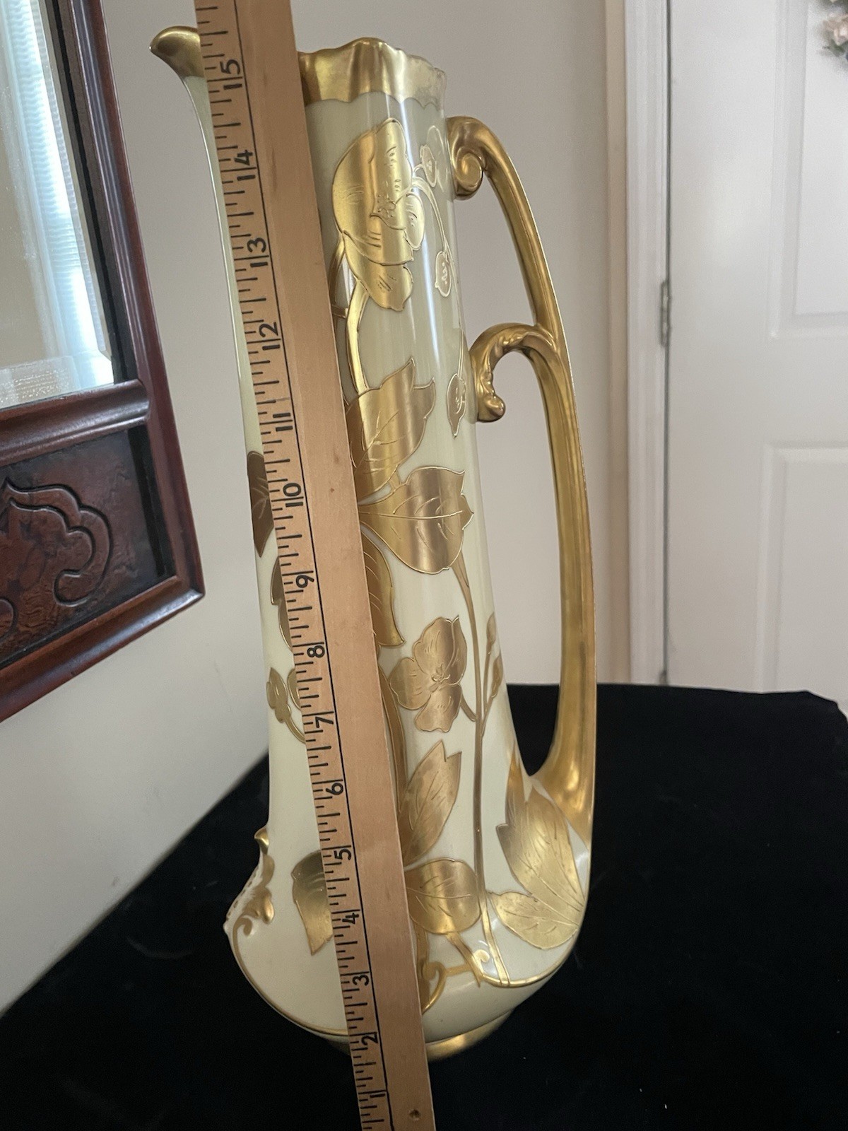 Rare Antique Bawo & Dotter Elite Limoges Art Nouveau Gilded Gold Tankard 15 1/2″