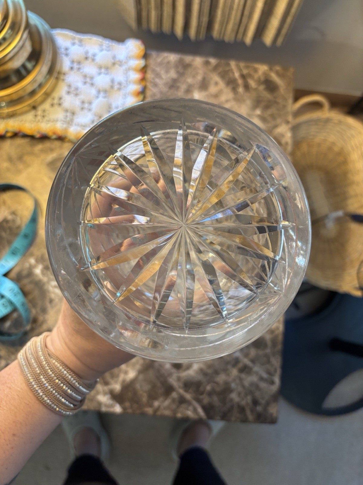 Vintage Brilliant Cut Heavy Crystal Corset Style Vase