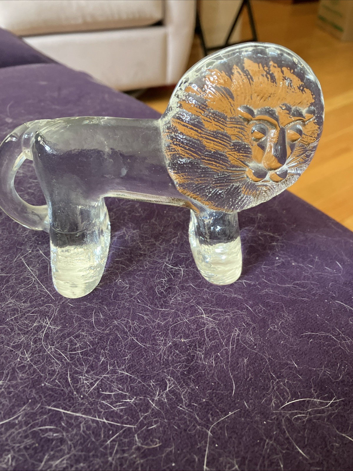 Bertil Vallien for Kosta Boda Art Glass Lion Figurine Flat Back Zoo Series