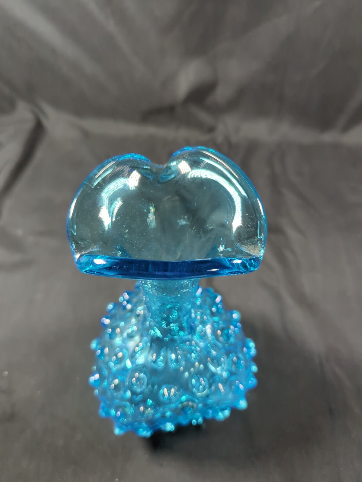 Empoli 1950’s Clear Aqua Blue Hobnail Angular Vase 7.75″ Tall Italy Art Glass