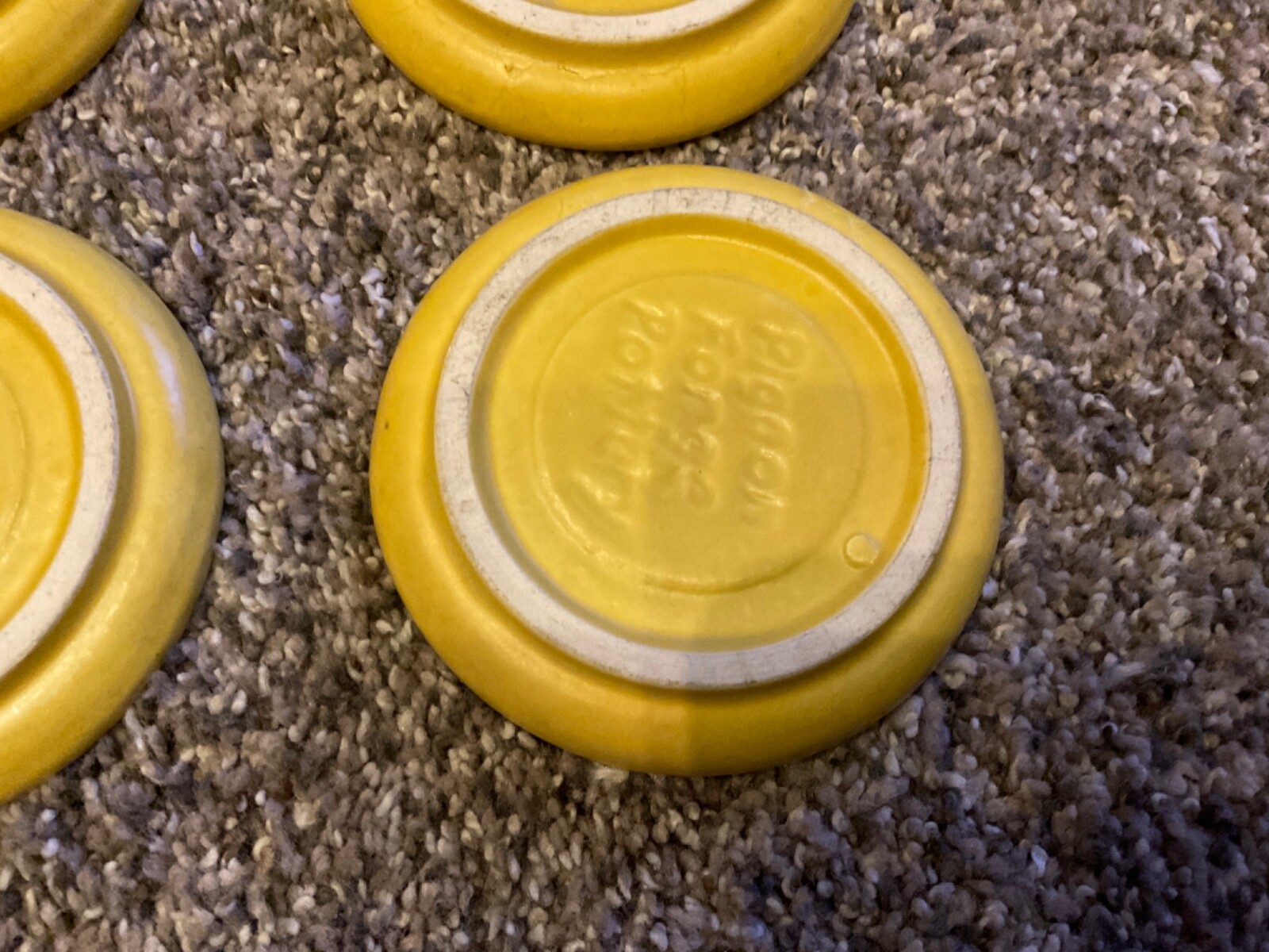 Set of 4 VTG COASTERS 70’s PIGEON FORGE POTTERY CLASSIC BUTTER Gold Variety