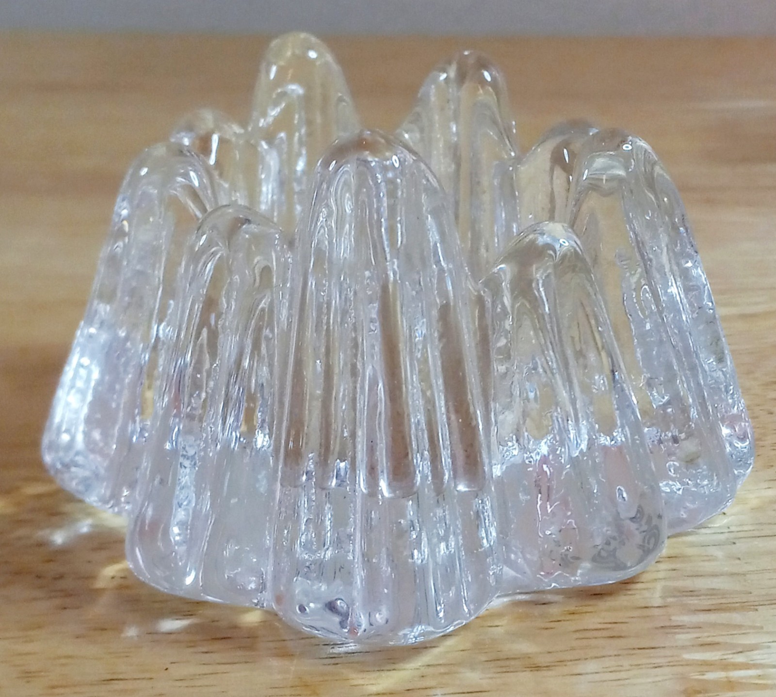 VTG 2pc Nybro Sweden Crystal Tea Light Votive Holders Volcano Christmas Tree EUC
