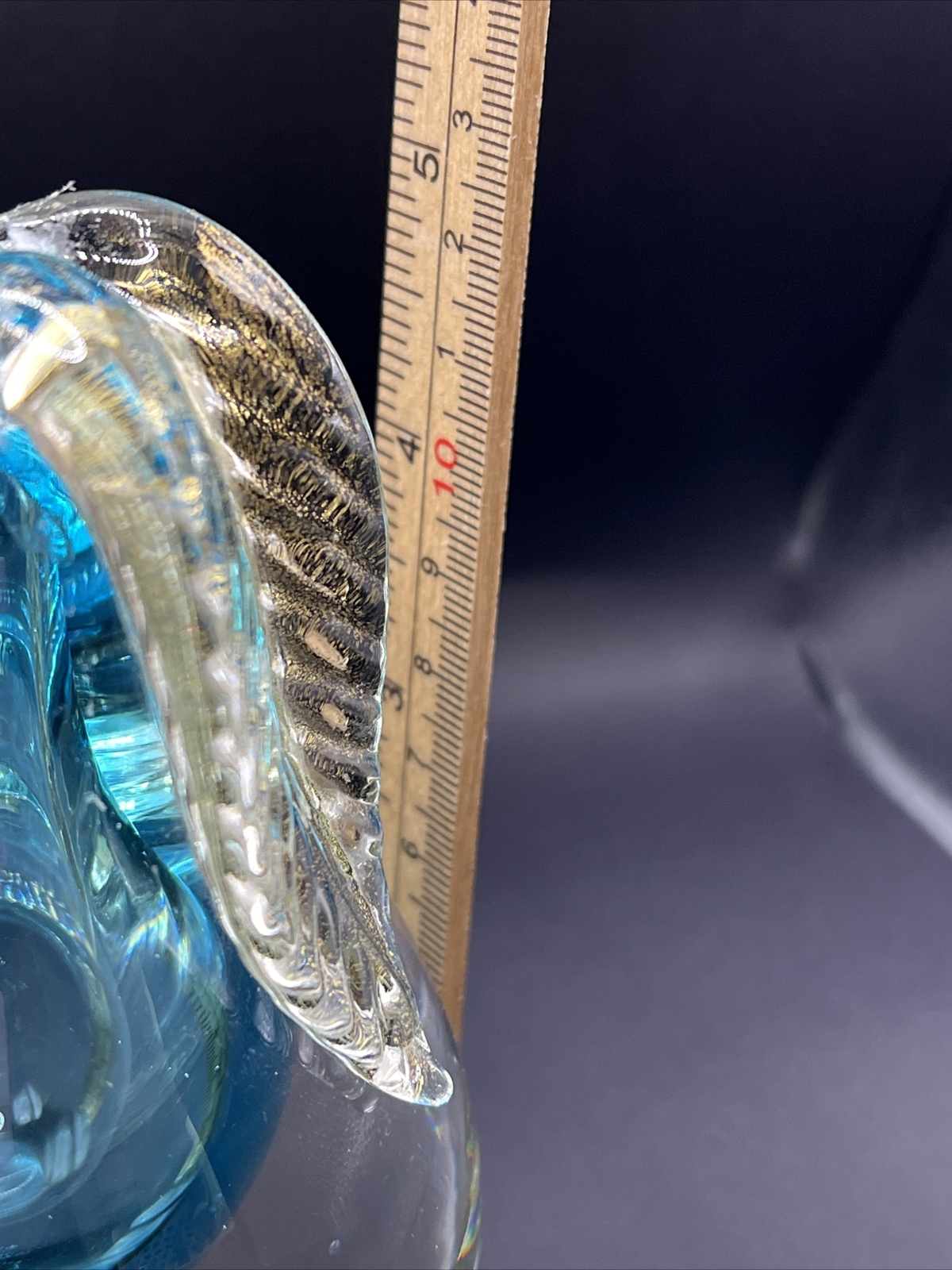 Vtg Chalet Canada Art Glass Blue Gold Clear MCM Paperweight Pear PLEASE READ