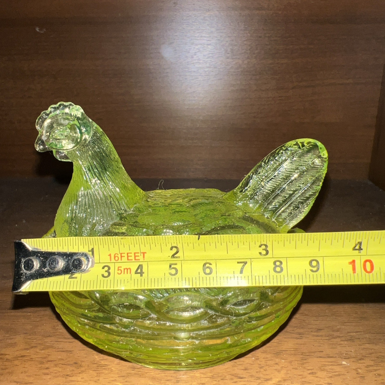 Mosser uranium glass hen on a nest