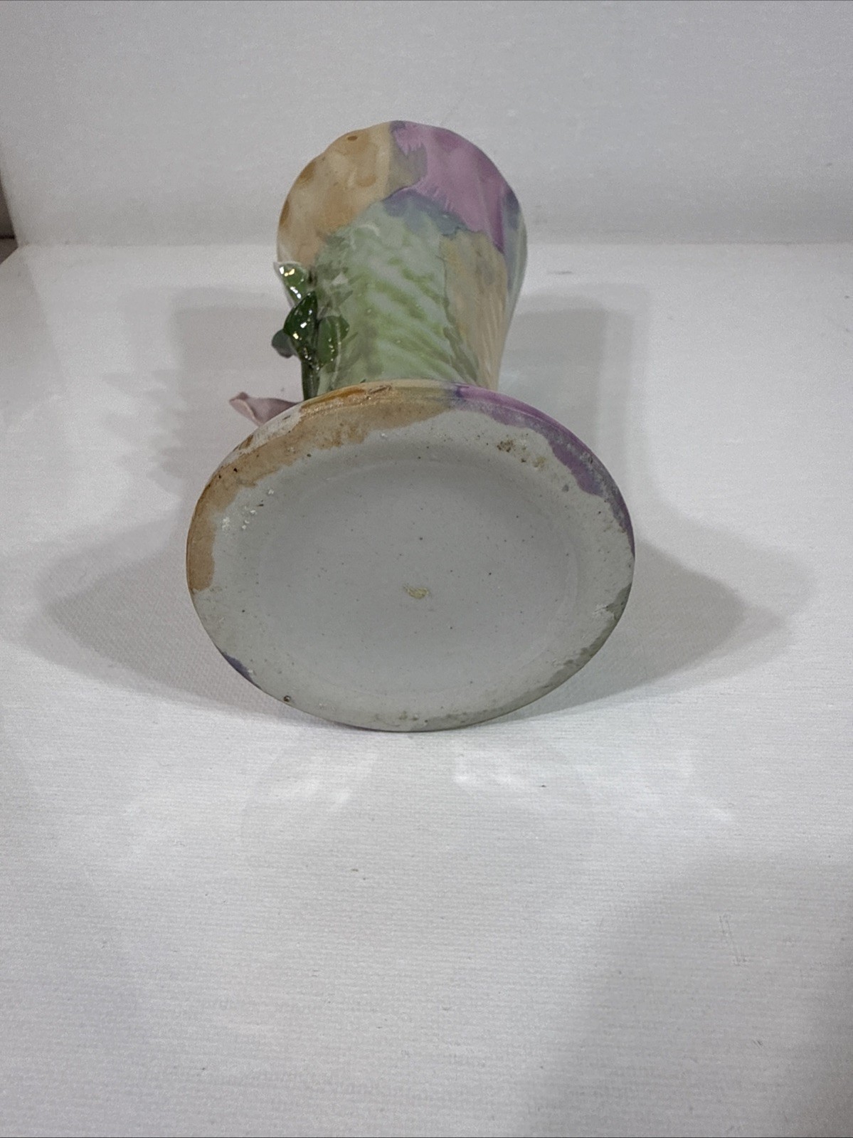 Vintage 3D Floral Rose Porcelain Vase 6” tall