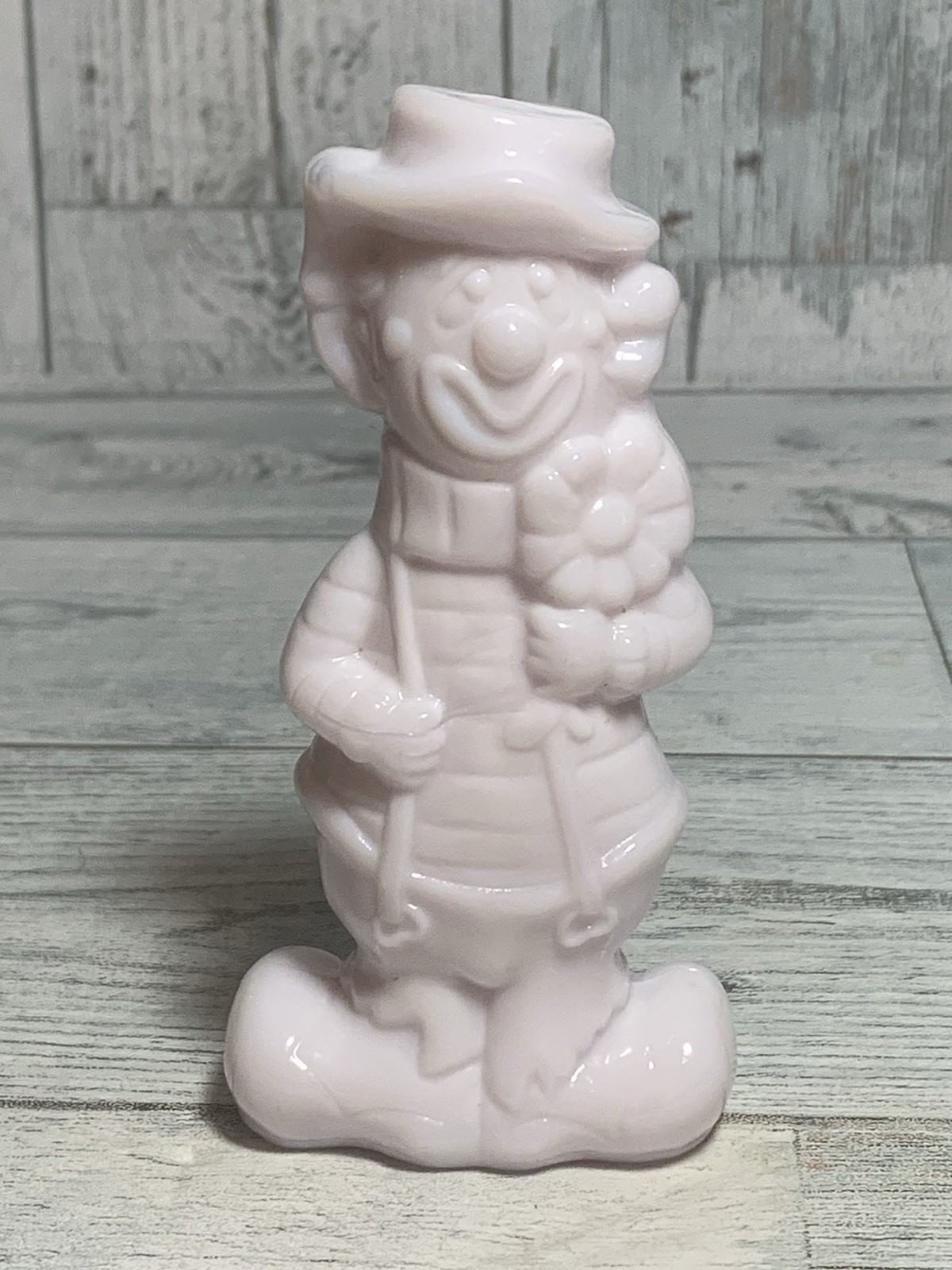 Boyd Glass Virgil Two Faced Happy Sad Clown Lite Pink Glass