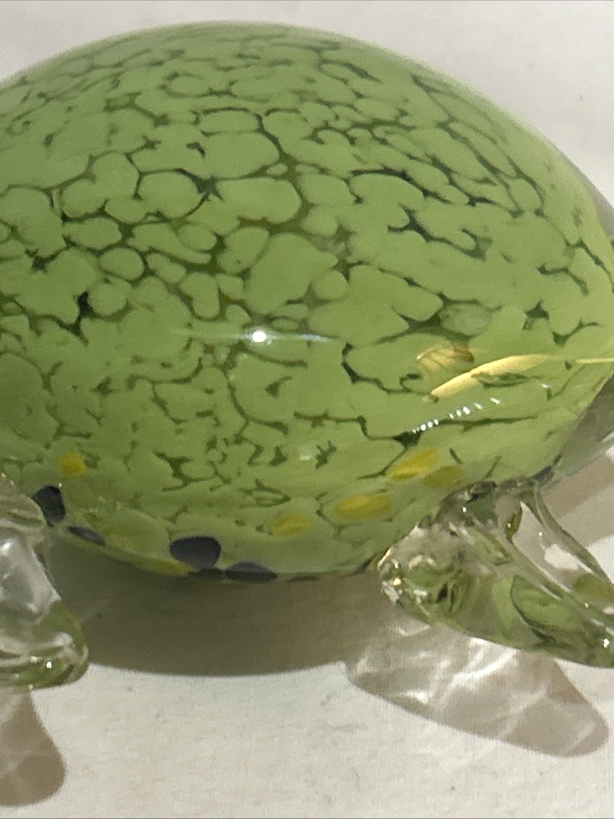 Vintage Fifth Ave Crystal Heavy Art Green Sea Turtle Paperweight