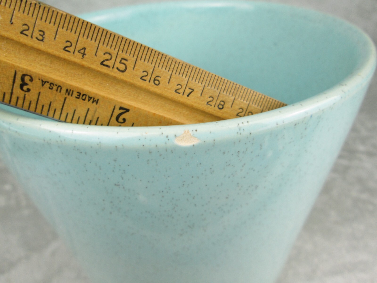 Bauer Pottery Planter Speckled Robin Egg Blue 6-1/4 inch Tall 7 inch Diameter