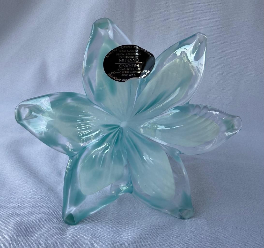 Genuine Italian Flower Blown Glass Murano light blue color Italy No 721