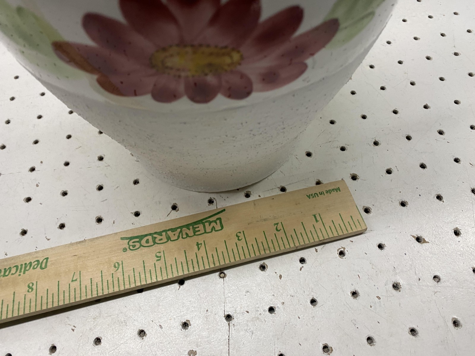 Hand Painted Ceramic Vase Textured White Floral Wicker Handles Decorative