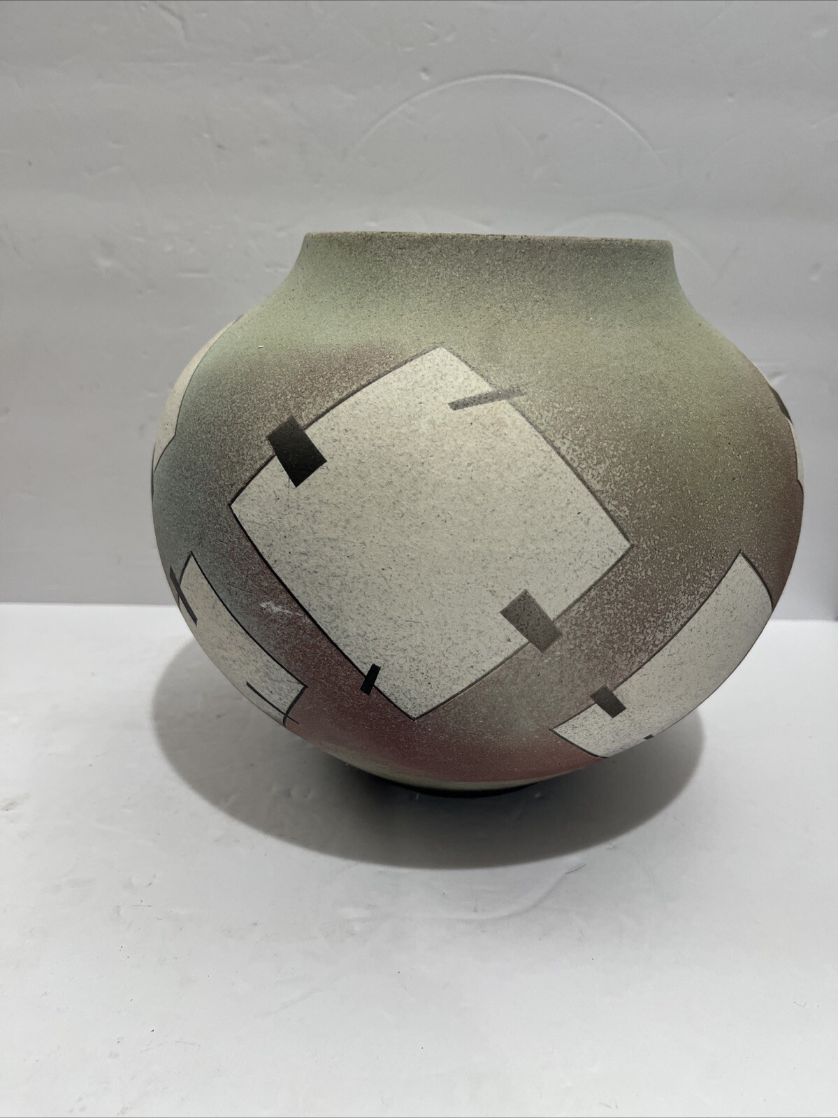 Nicholas Bernard 1987 Raku Pottery Pot Vase Earthenware Southwestern Signed!