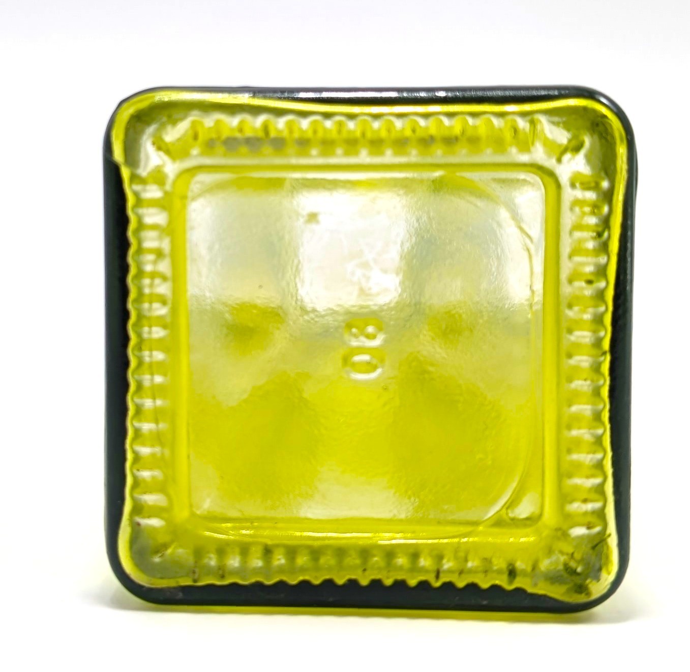 Vintage Chartreuse Glass Vase Square Mid Century Modern Bright Green 7.5″ H