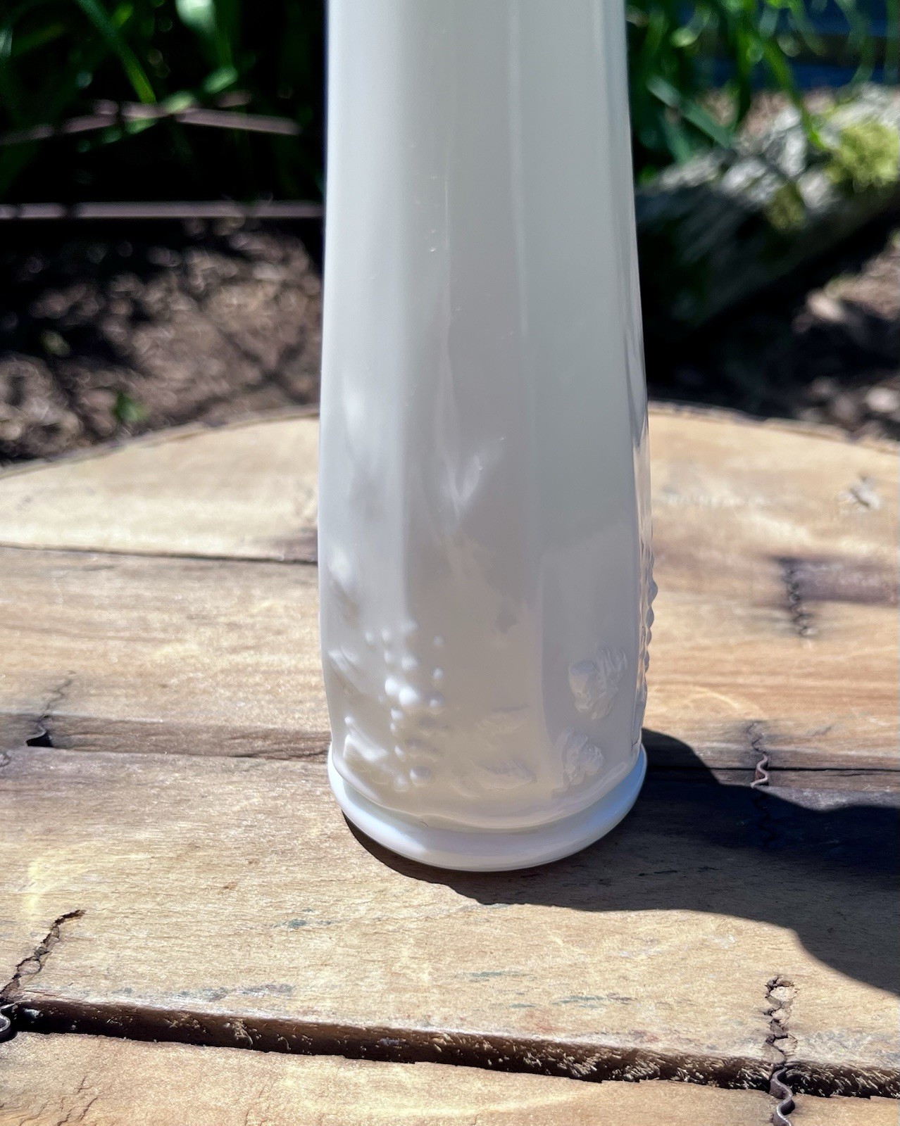Vintage Westmoreland Milk Glass Paneled Grape Swung Bud Vase 9 1/4 Inches Tall