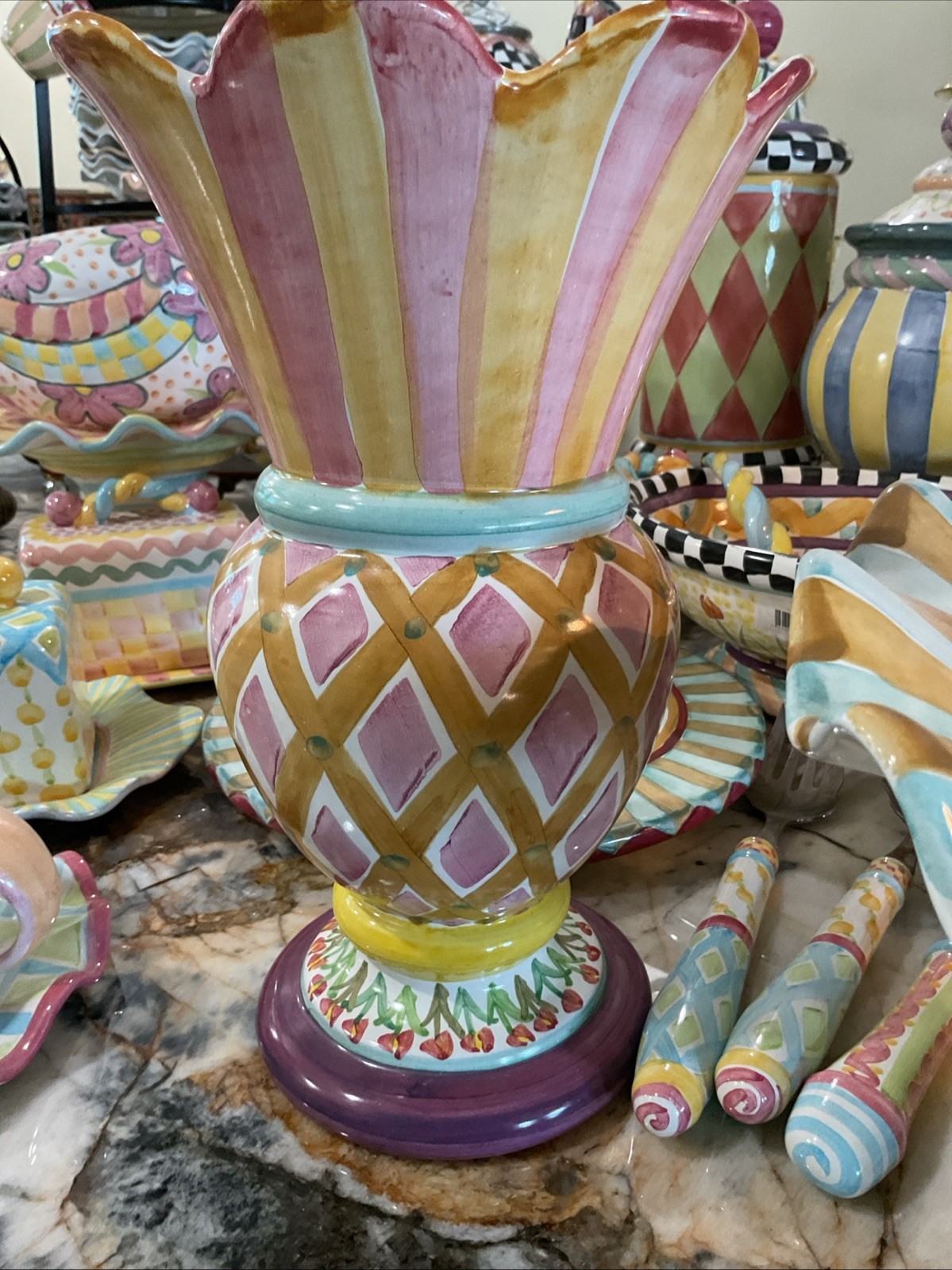MacKenzie-Childs Taylor Odd Fellows Ceramic Great Vase