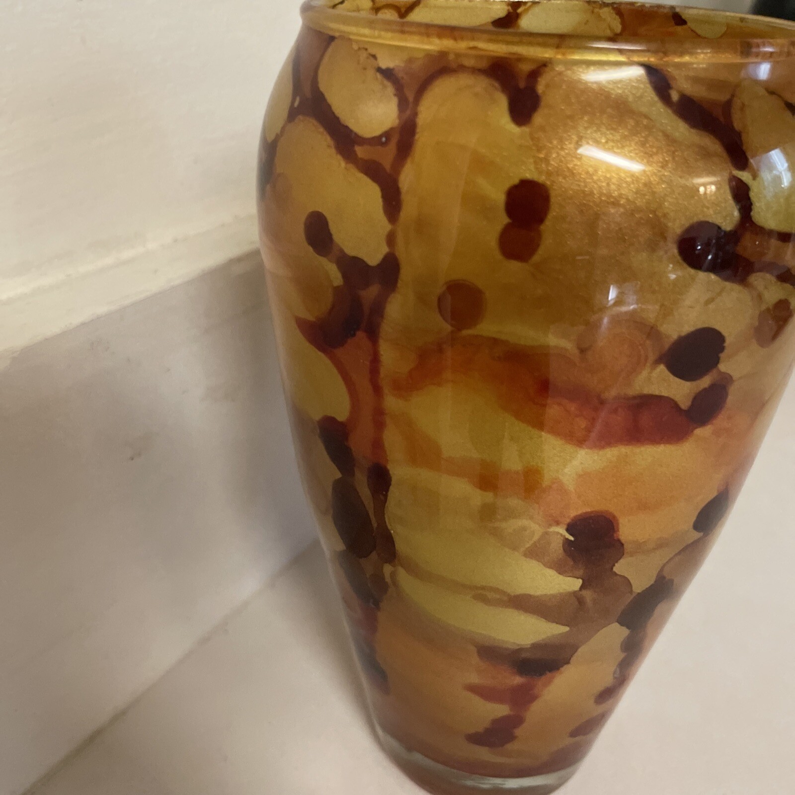 Sunrise-Studio Art Glass Vase-Statement Sunrise 7.5” Hand Blown Glass. EUC