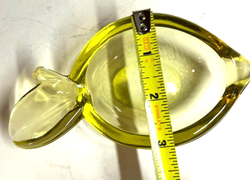 VTG Murano Italian Lemon-Shaped Canary Yellow Trinket Catch-All Dish Bowl 1970s