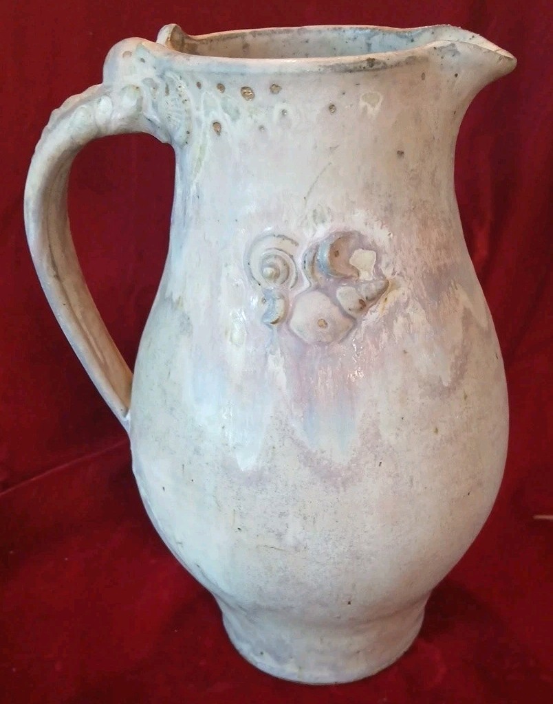 Vincent Sansone Studio Art Pottery Pitcher 9.5″ Tall Lavender Blue Shell Themed