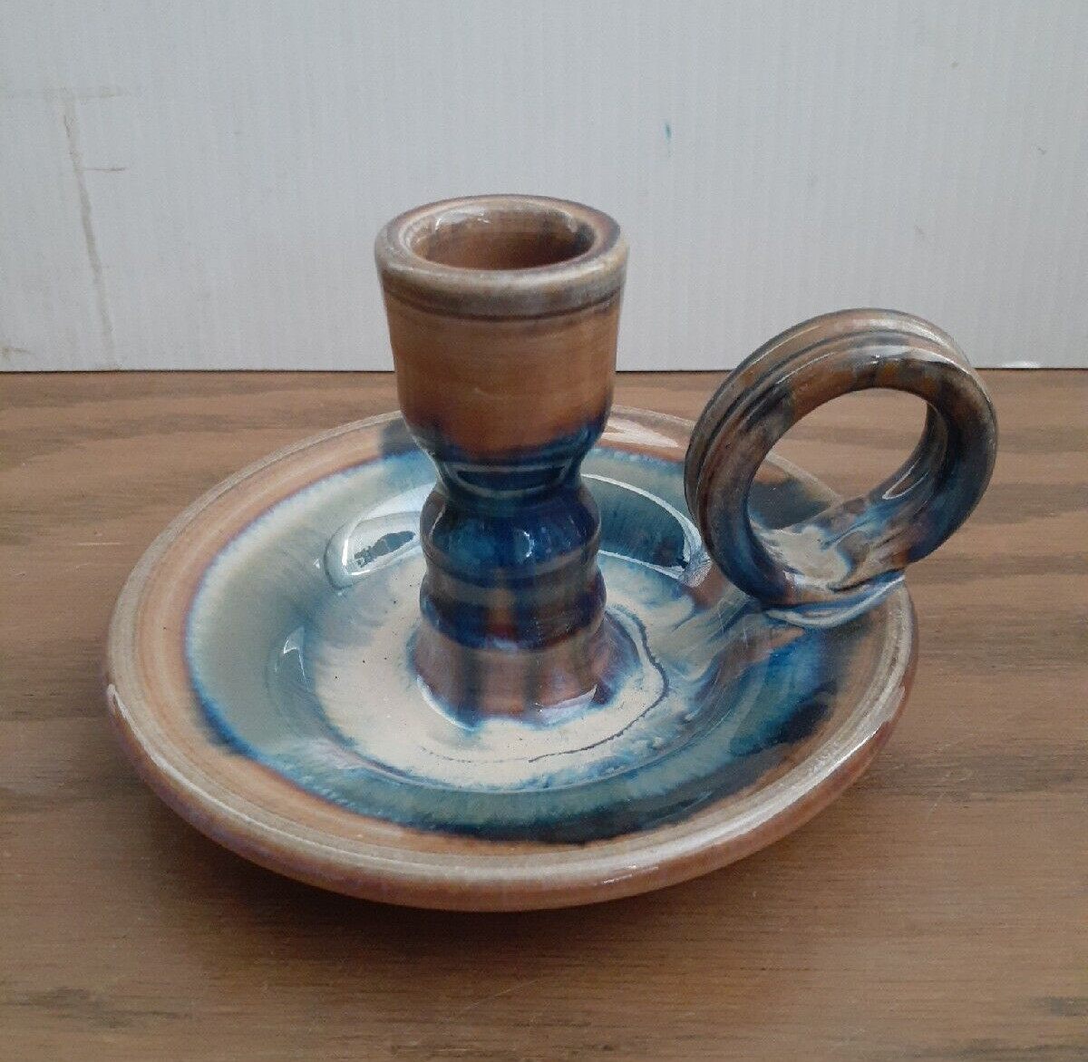Pottery Stoneware Chamberstick Rustic Taper Candle Candlestick Holder