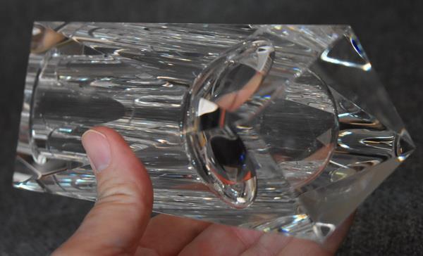 GORGEOUS DESIGNER OLEG CASSINI SIGNED BRIGITTE ANGULAR CUBIST CRYSTAL VASE HAV 2