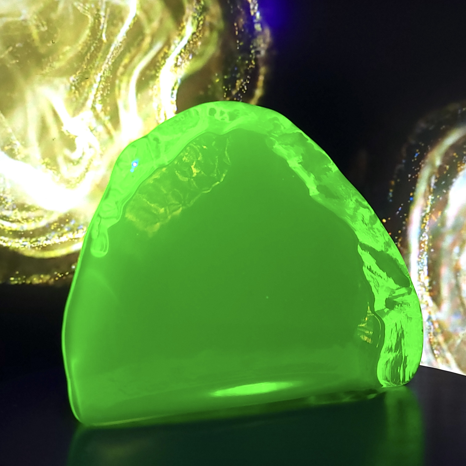 Vaseline Glass Figurine Uranium Yellow Glass Statue Rock Art Glass