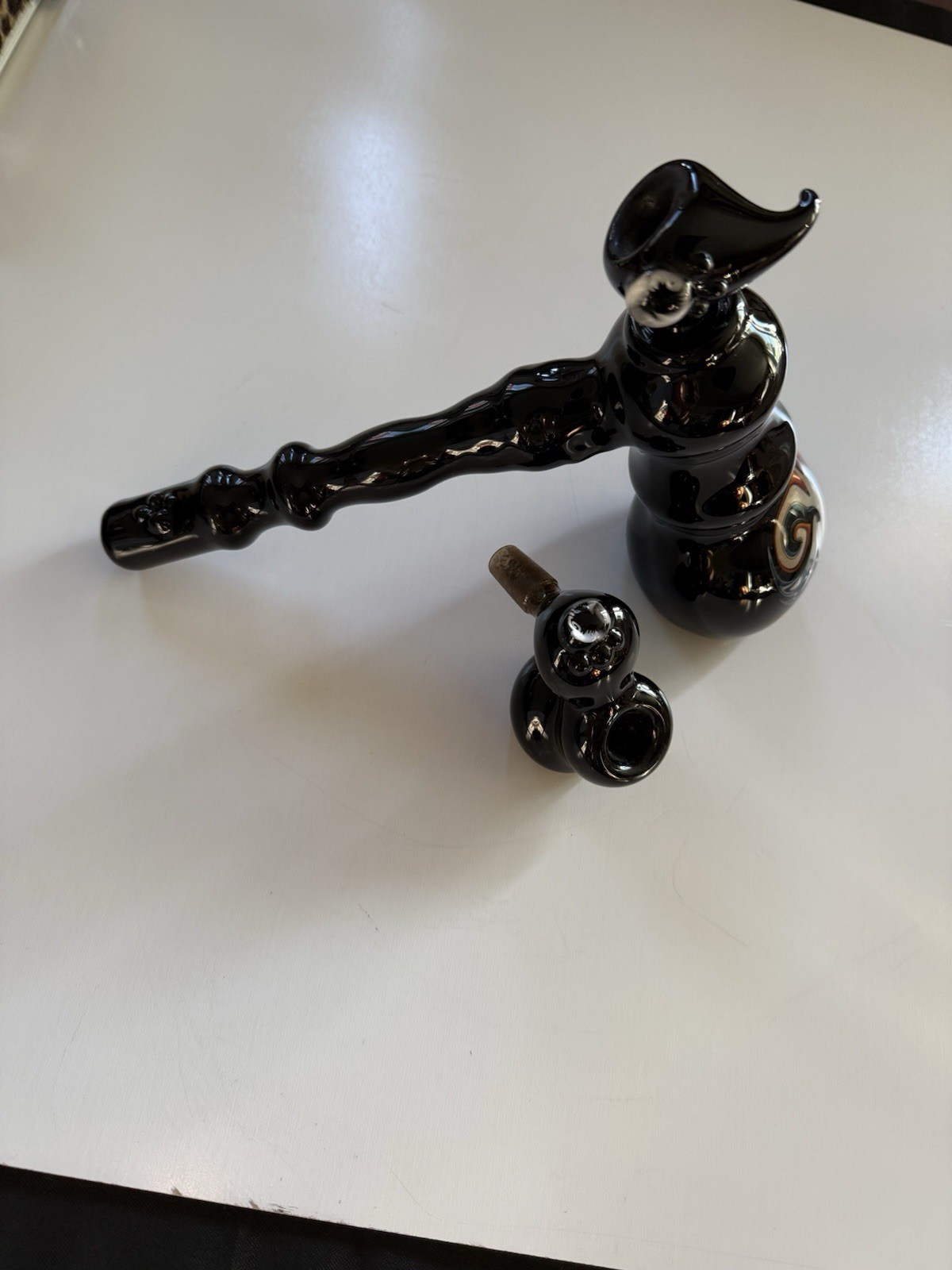 Evan wood Glass Custom Black On Black See-Through Window & Worked Ash Catcher