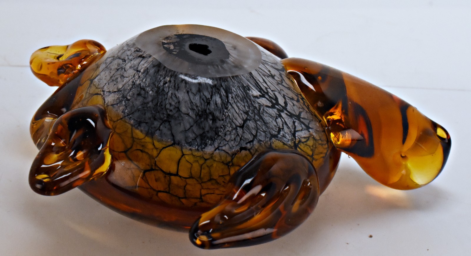 Murano Art Glass Marine Sea Turtle Amber Color Figurine Paperweight