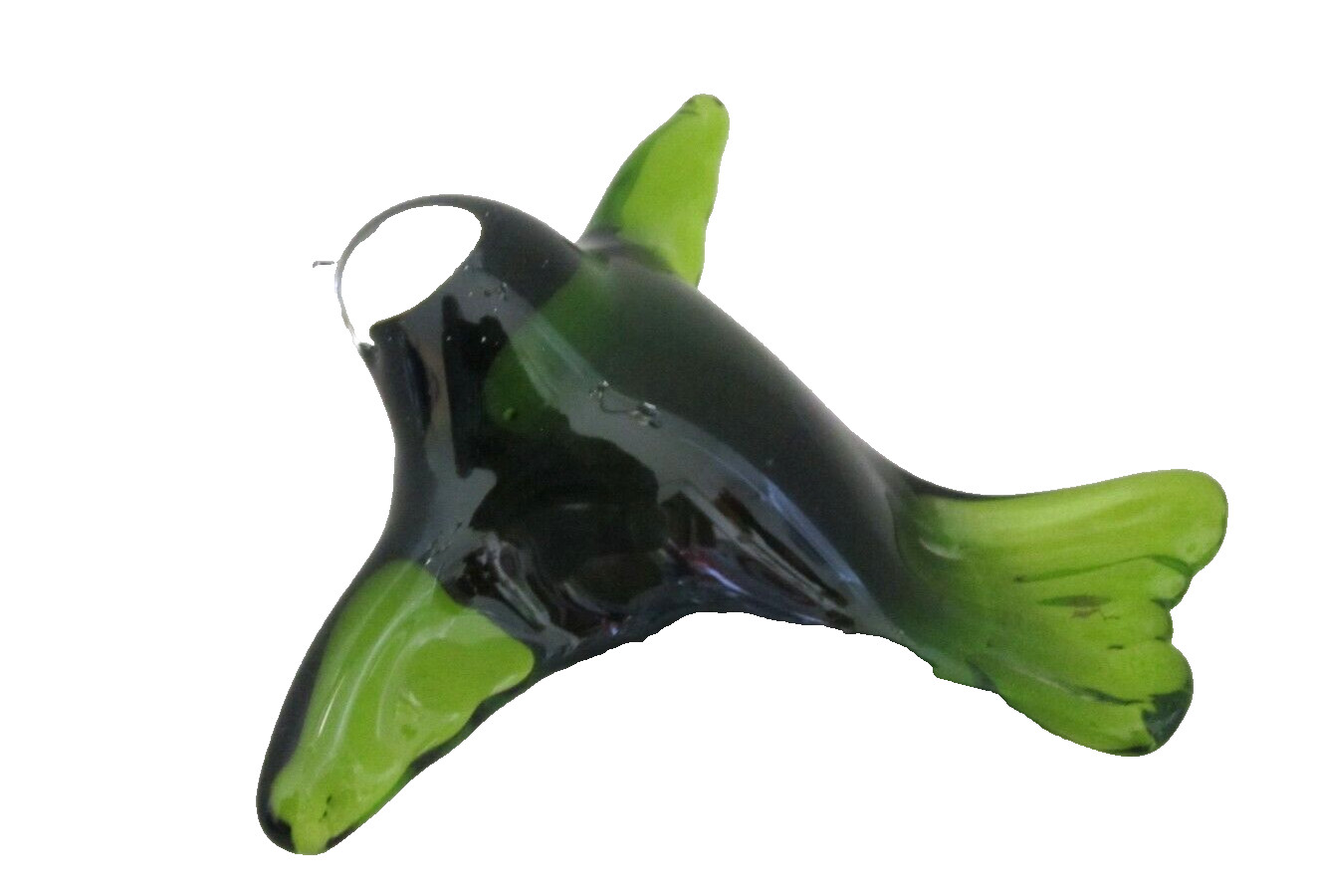 Studio glass green glass bird wings spread. Hand made. Figurine Statue 4.5″x5″