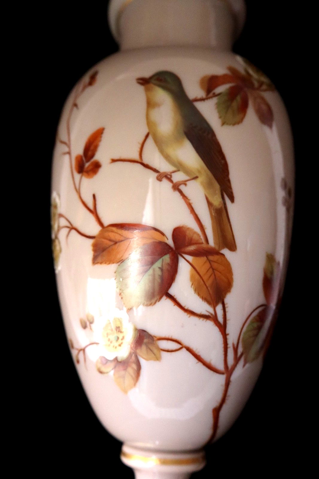 Antique French Baccarat Japonisme hand painted opaline glass vase c 1880