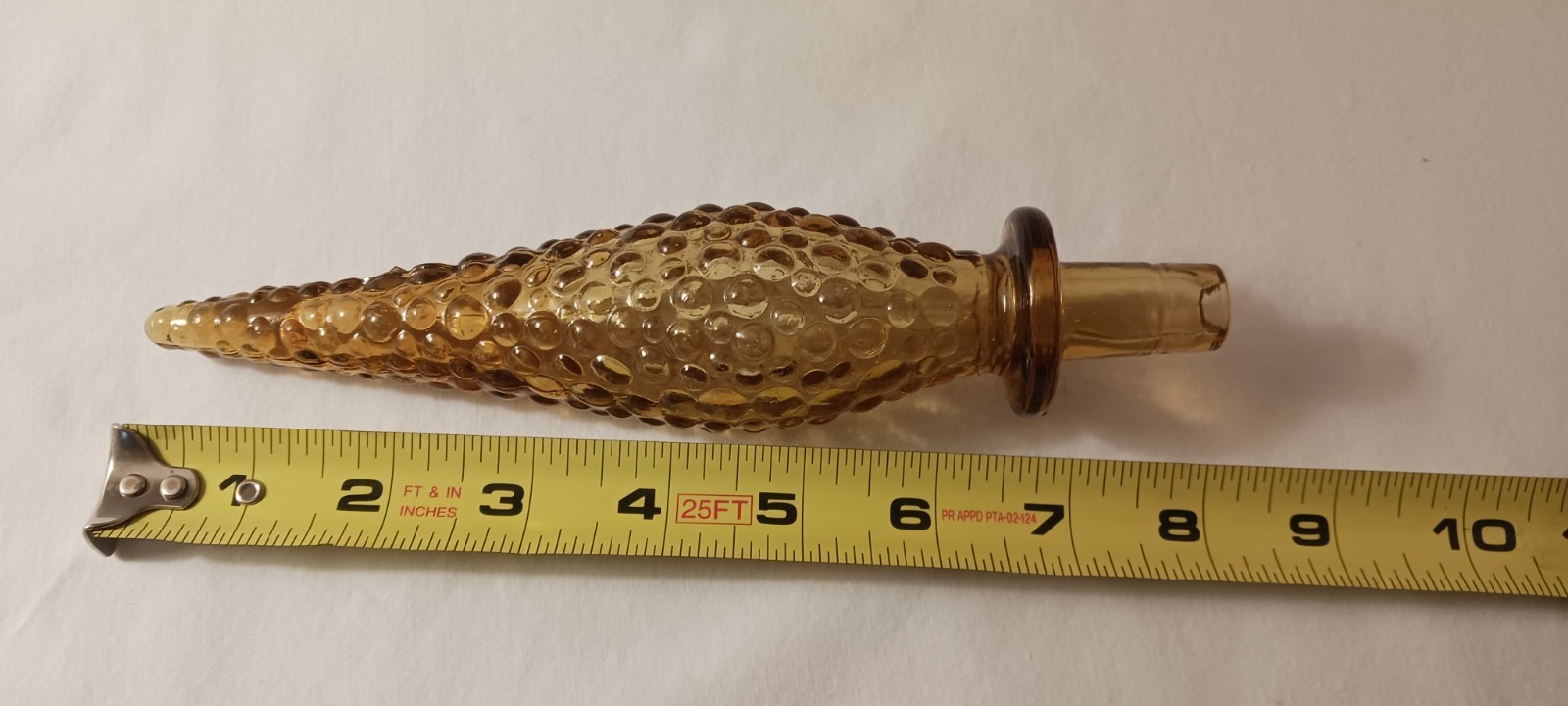 Vintage Empoli Honey Amber Genie Bottle Bubble Hobnail Stopper Only~8″