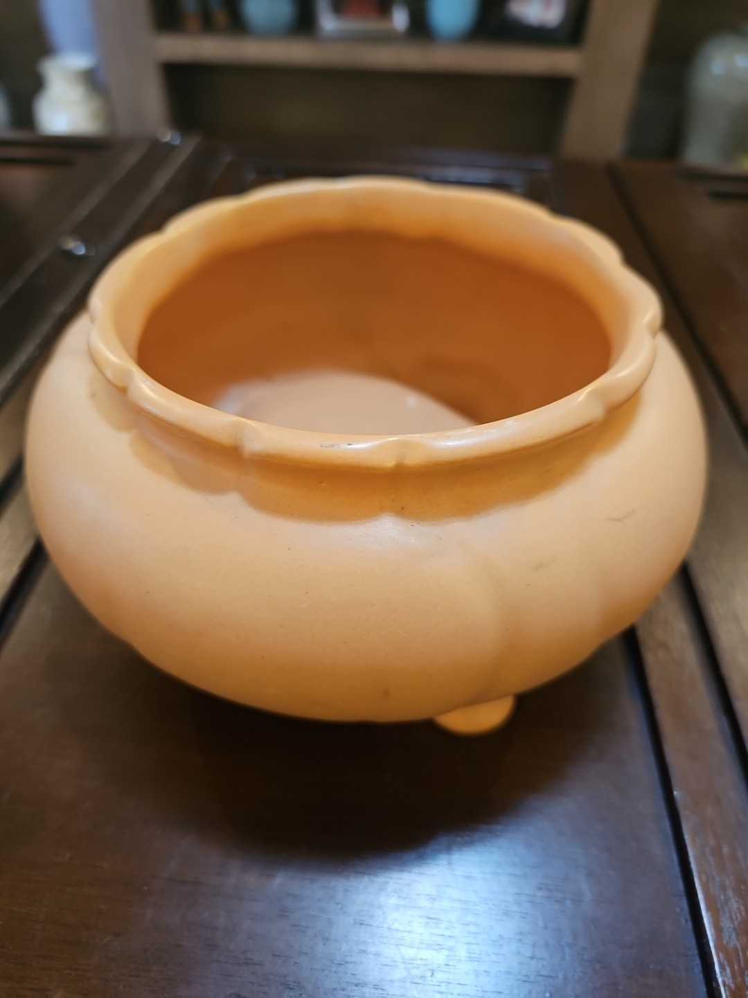 Vintage Weller Pottery Peach & White Cameo Planter Basket