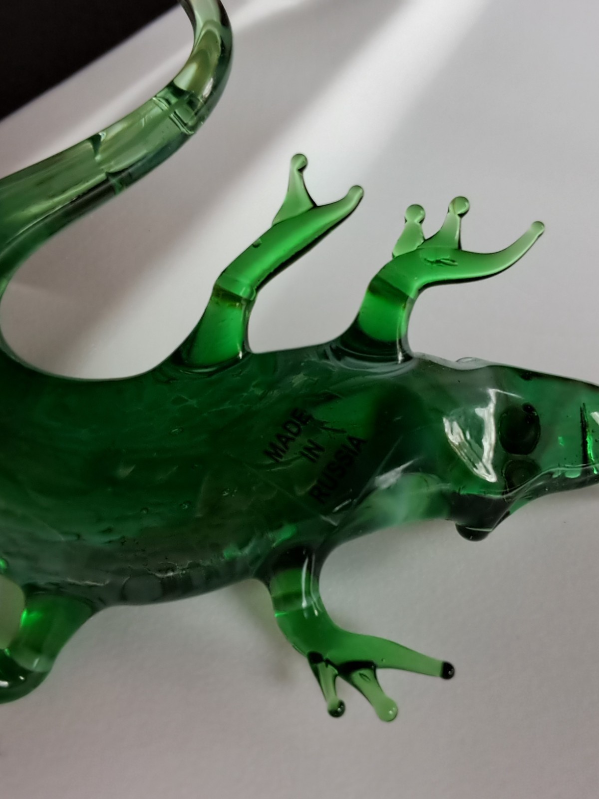Handmade Green Glass Crocodile or Alligator-Made in Russia 3in.