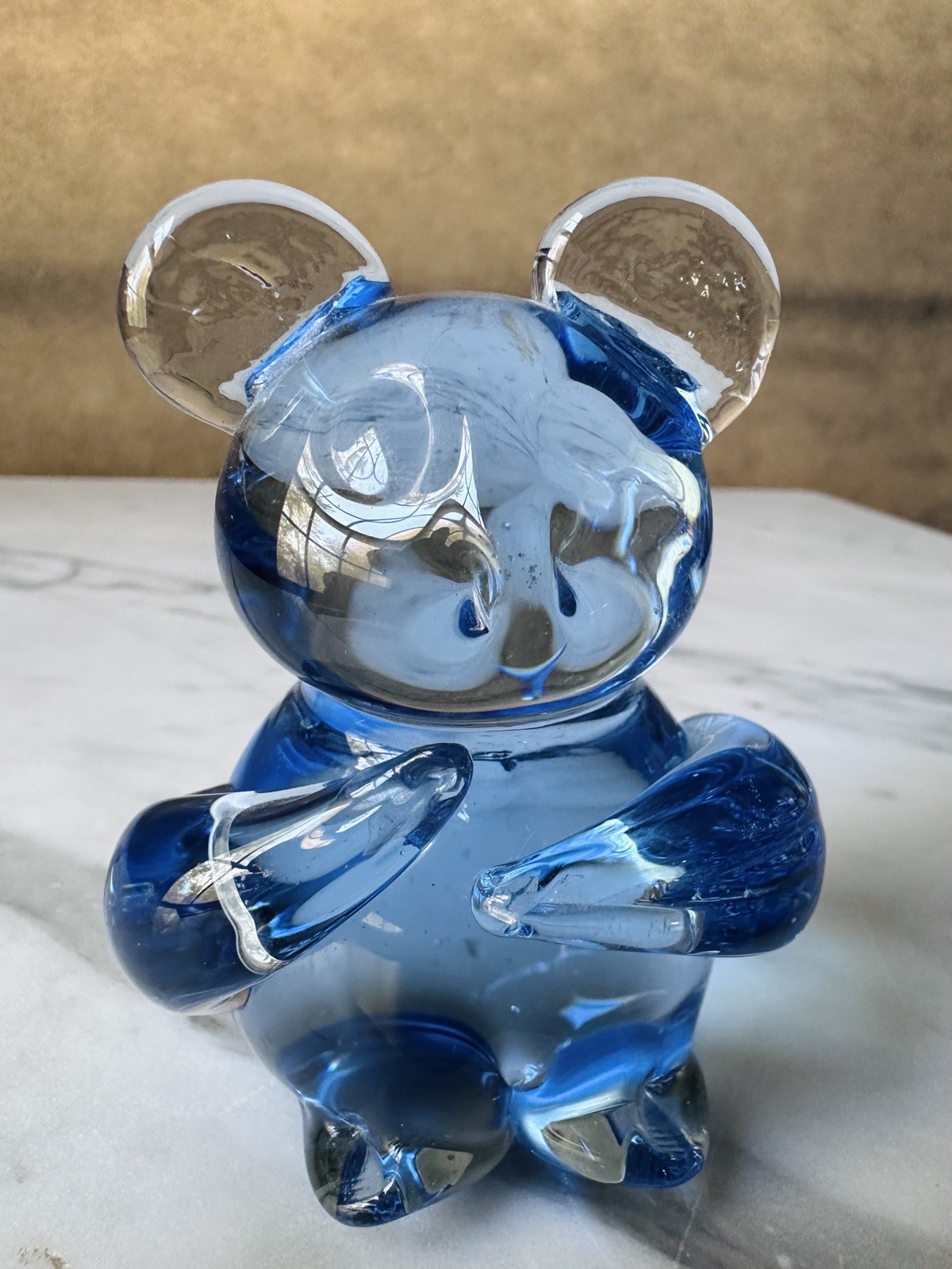 Commemorative Fine Art Gallery Koala Bear Blue Art Glass Figurine, 3”