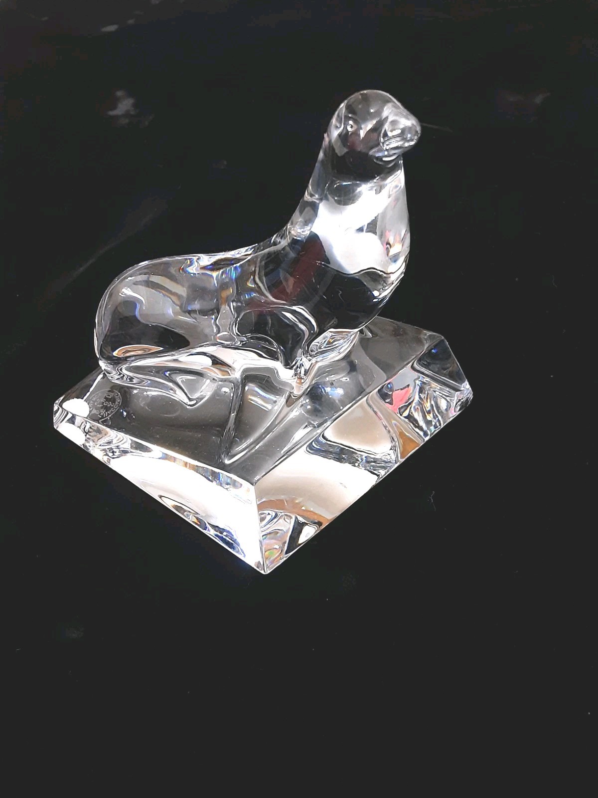 Baccarat France Crystal Figurine Sea Lion Seal Paperweight Iceberg 3.7x 3.5