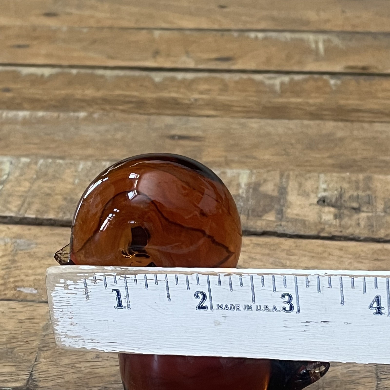 Art Glass Bird Chick Figure Paperweight Amber Color Glass Hand Blown