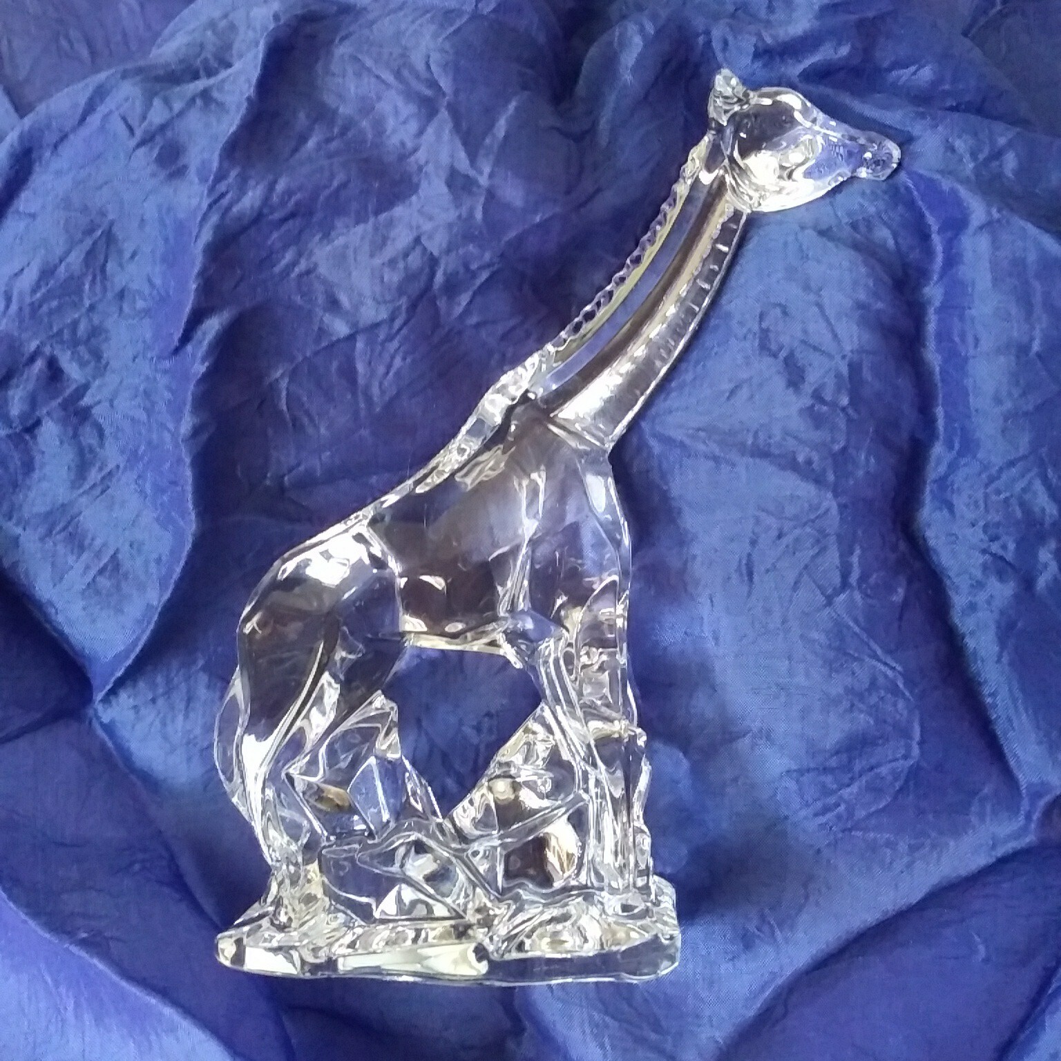 Italian Crystal Giraffe Chiseled Figurine 24% Lead Glass Made In Italy