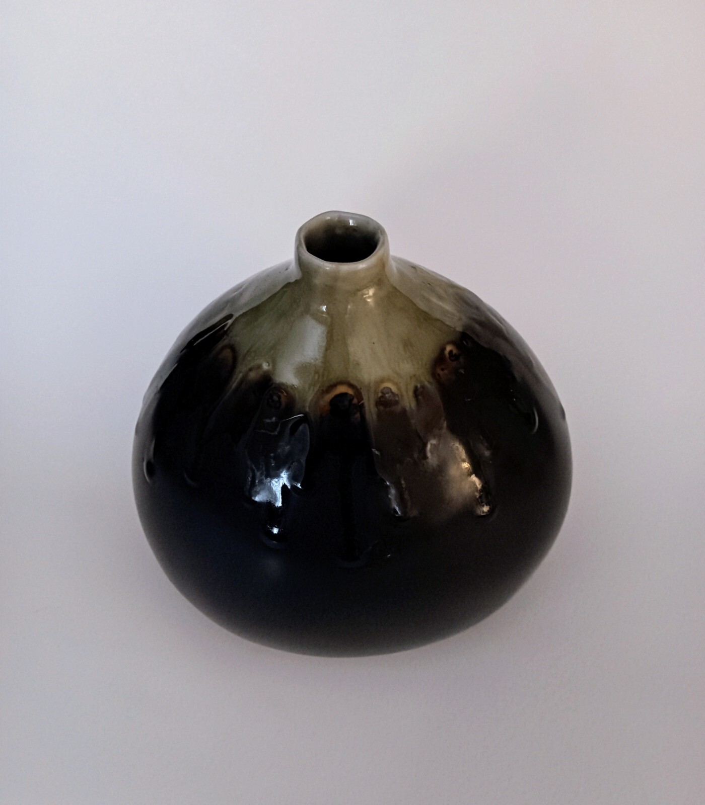 Vintage Vase Mid Century Modern Glazed Drip Finish Hand Made Vase Weed Pot 6.5 “