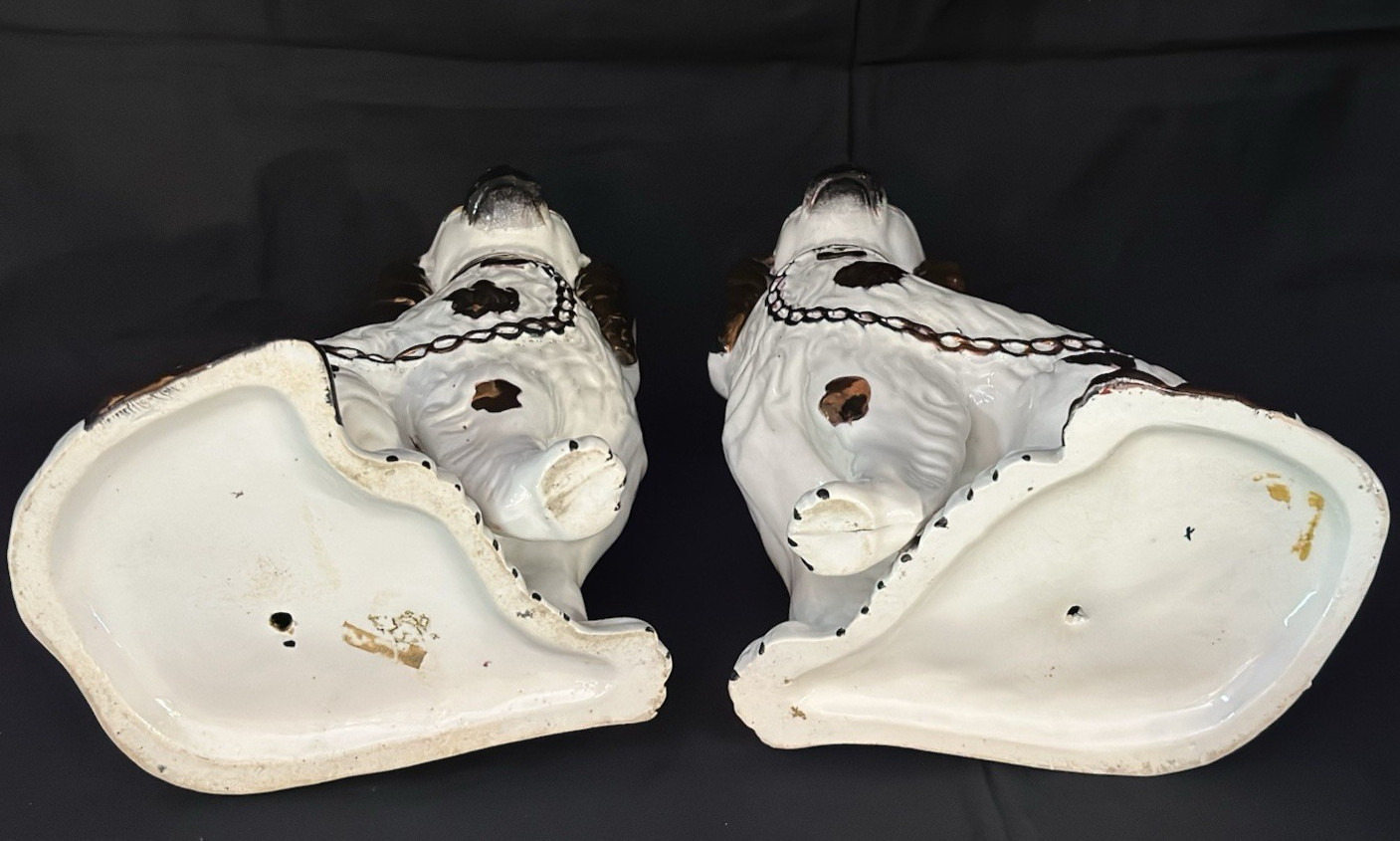 ANTIQUE STAFFORDSHIRE COPPER LUSTER PAIR OF 9″ DOGS….MINT! 1860
